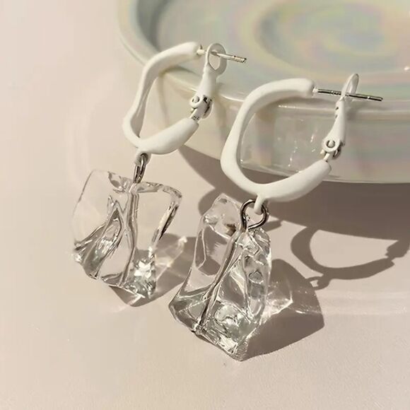 Chic, Stylish,, Unique, Fun, Playful, Vibe Acrylic Ice Cube Earrings - Picture 1 of 6